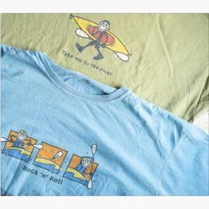 Lot of Two Life is Good Men's Shirts Size XL Kayak